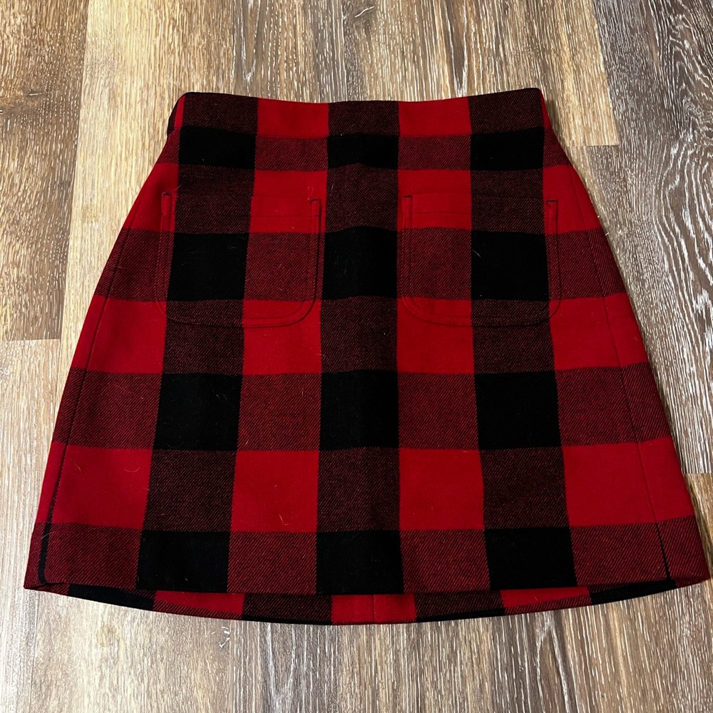 J. Crew Red Buffalo Plaid Mini Skirt